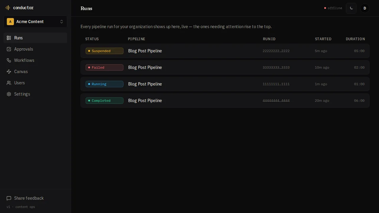 Conductor screenshot
